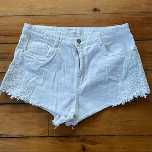 White Zara Shorts (Lace Detailing)